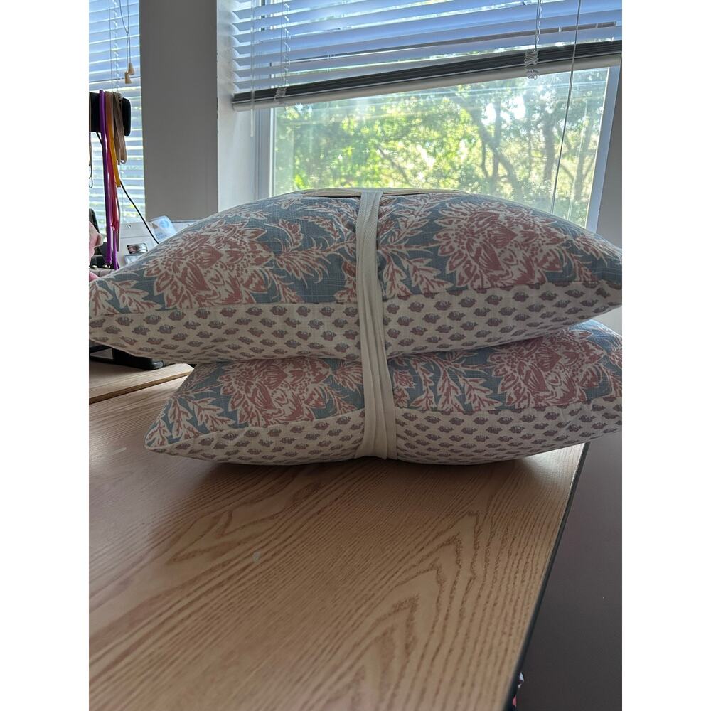 New Bundle of 2 Moss & Willow Light Blue/Pink Cotton Pillows 20”x20” - Picture 12 of 12